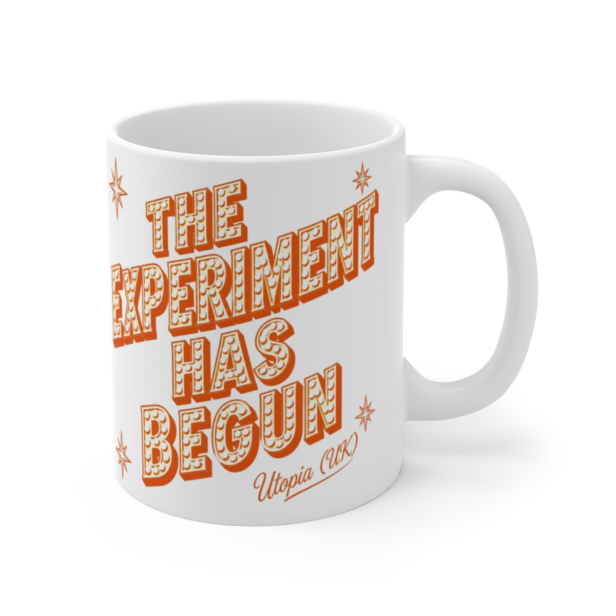 Utopia (UK) "The Experiment Has Begun" White Mug