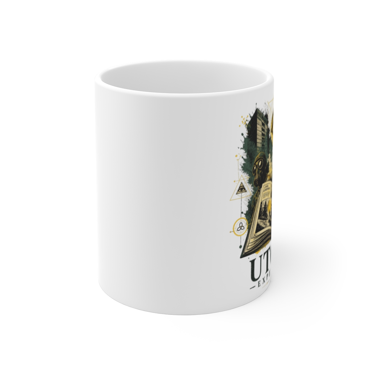 Utopia (UK) "Utopia Experiments" White Mug - alternate angle 1, merchandise